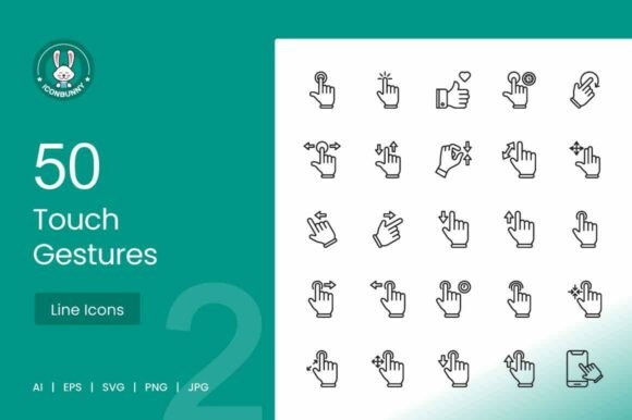 50 Touch Gestures Graphics for Crafters