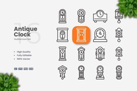 Antique Clock Graphics for Modern Branding