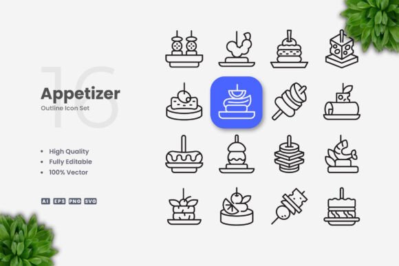 Appetizer Icons: A Graphic Design Asset for Modern Branding