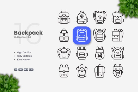 Backpack Icons Graphics for Digital Sellers