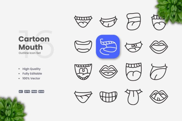 Cartoon Mouth Icons Graphics for Crafters