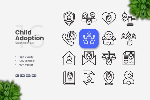 Child Adoption Icons Graphics