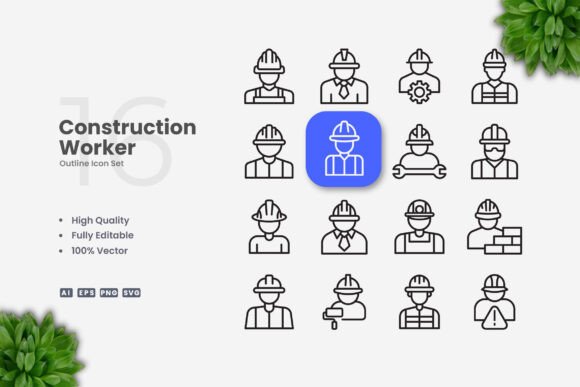 Construction Worker Icons: A Graphic Asset for Modern Branding