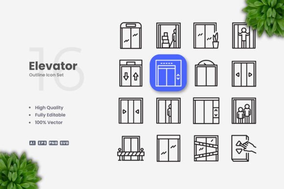 Elevator Icons: A Modern Graphic Design Asset