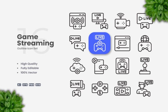 Game Streaming Icons Graphics