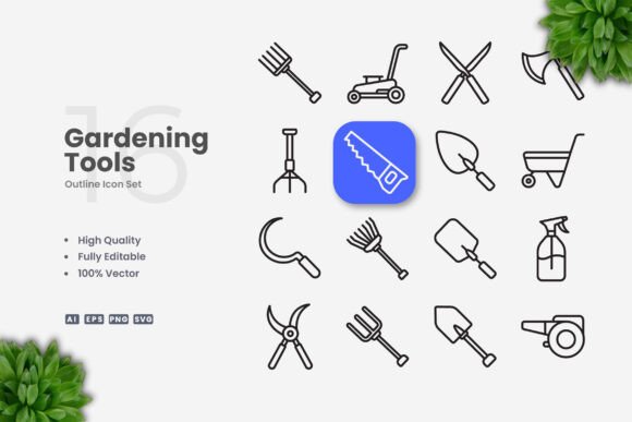 Gardening Tools Icons Graphics