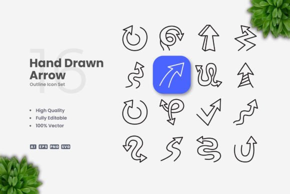 Hand Drawn Arrow Icons Graphics