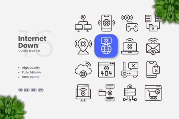 Internet Down Icons Graphics