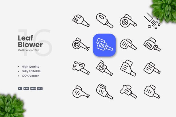 Leaf Blower Icons: A Graphic Design Asset for Modern Branding