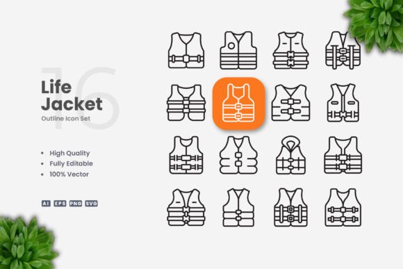 Life Jacket Icons Graphics for Crafting