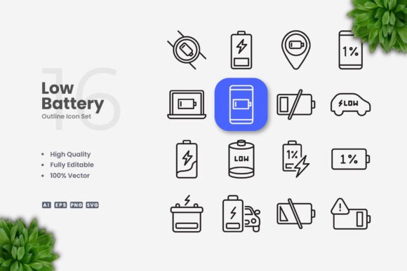 Low Battery Icons: A Graphic Asset for Digital Creators