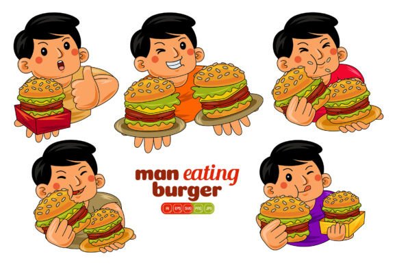 Man Eating Burger Graphics for Branding and Marketing