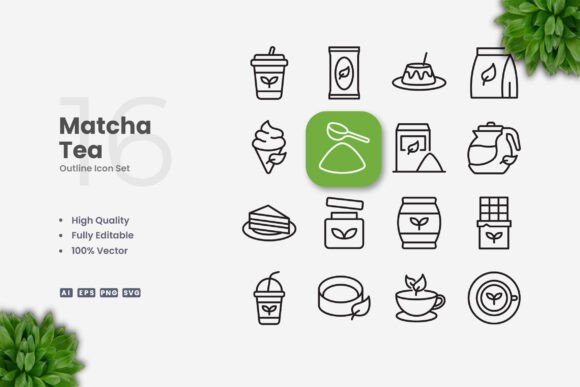 Matcha Tea Graphics for Crafting