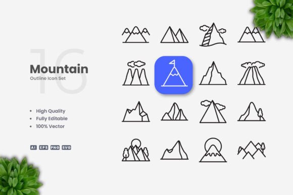 Mountain Icons Graphics for Modern Content