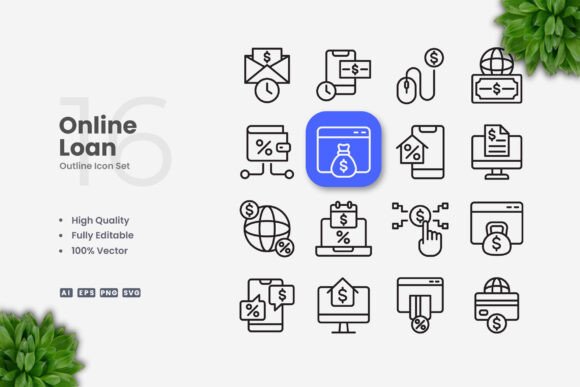 Online Loan Icons: A Graphic Design Asset for Modern Branding