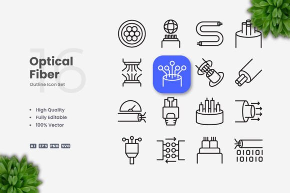 Optical Fiber Icons: A Modern Graphic Design Asset