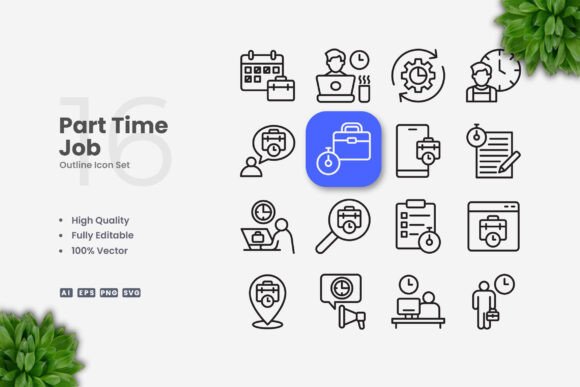 Part Time Job Icons Graphics for Crafters