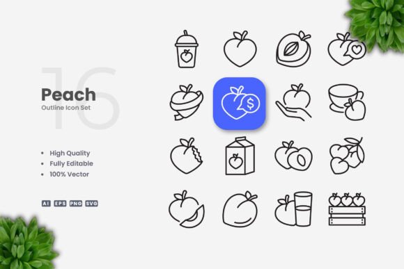 Peach Icons Graphics for Handmade Creators