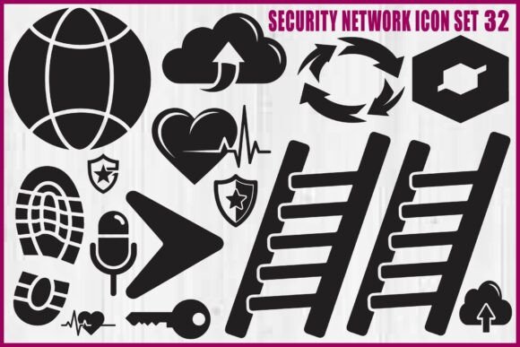 Security Network Icon Silhouette Graphics